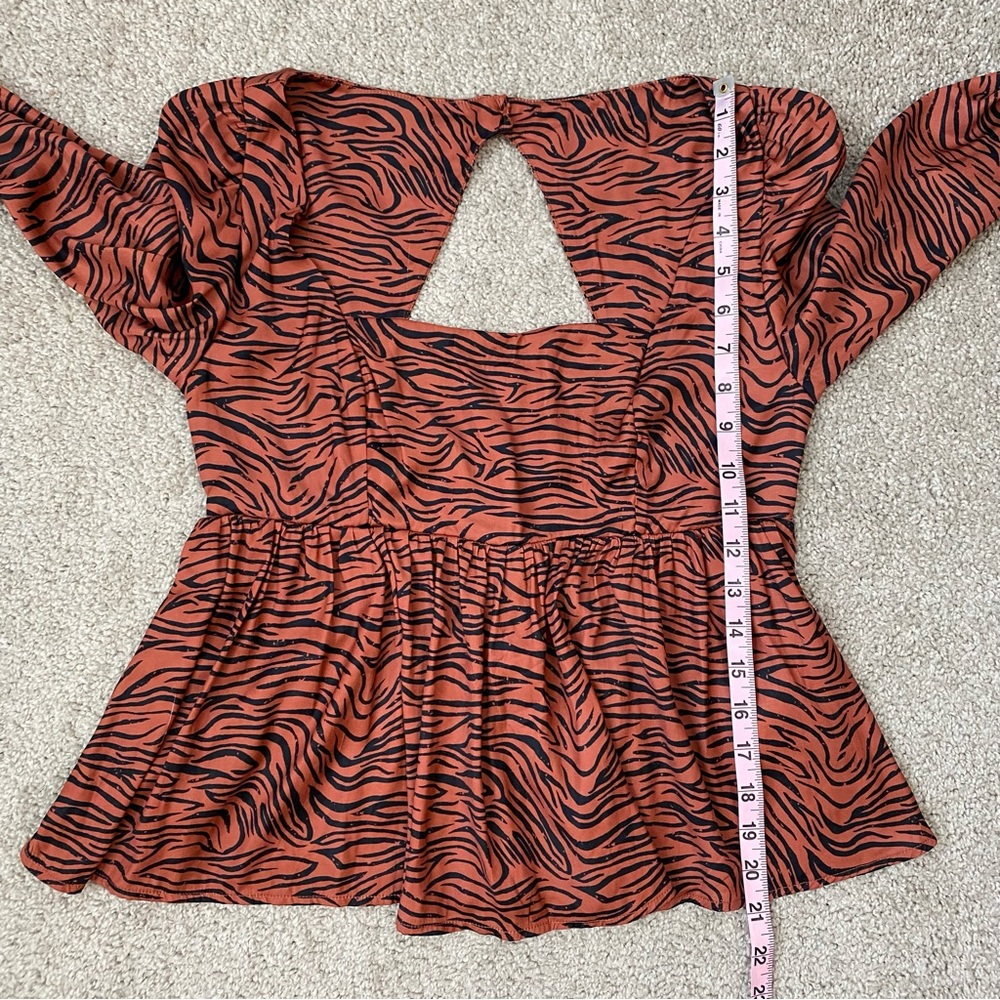Free People Tiger Print Peplum Blouse S - Picture 13 of 13